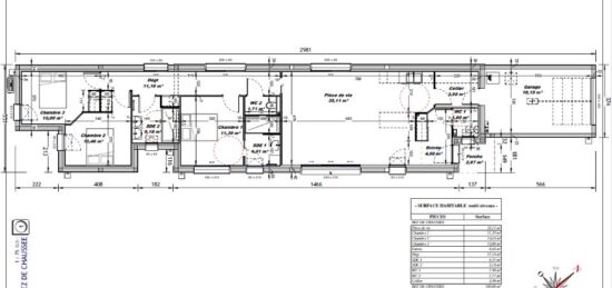 Plan de maison Surface terrain 90 m2 - 4 pièces - 3  chambres -  avec garage 