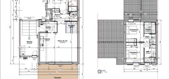 Plan de maison Surface terrain 90 m2 - 4 pièces - 3  chambres -  avec garage 
