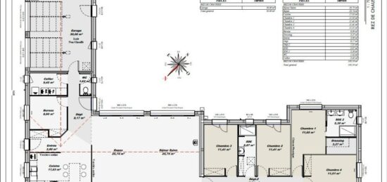 Plan de maison Surface terrain 160 m2 - 6 pièces - 4  chambres -  avec garage 