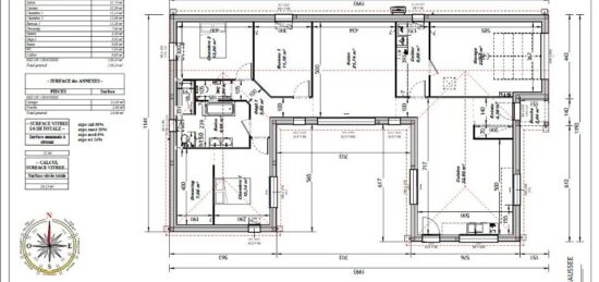 Plan de maison Surface terrain 120 m2 - 5 pièces - 3  chambres -  avec garage 