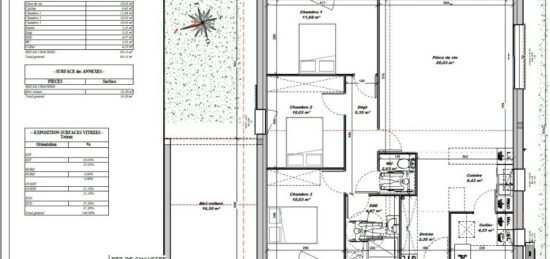 Plan de maison Surface terrain 80 m2 - 4 pièces - 3  chambres -  sans garage 