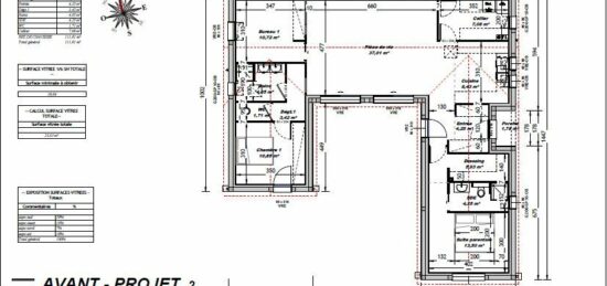 Plan de maison Surface terrain 110 m2 - 4 pièces - 3  chambres -  sans garage 