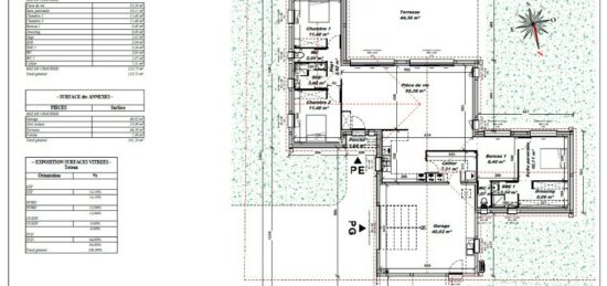 Plan de maison Surface terrain 120 m2 - 5 pièces - 3  chambres -  avec garage 