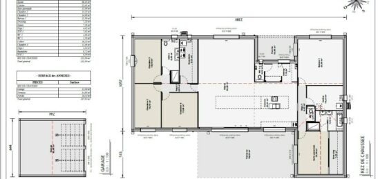 Plan de maison Surface terrain 230 m2 - 7 pièces - 5  chambres -  avec garage 