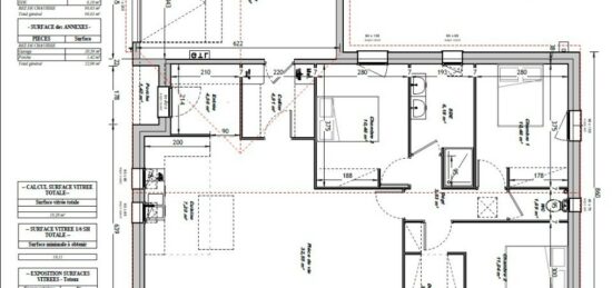 Plan de maison Surface terrain 100 m2 - 4 pièces - 3  chambres -  sans garage 