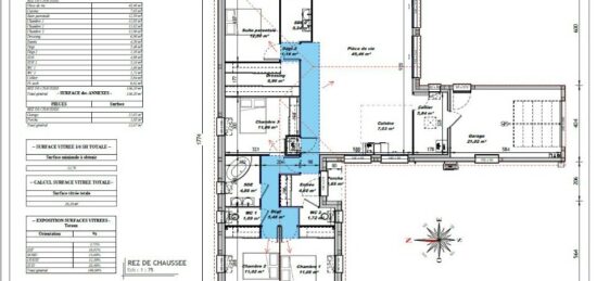 Plan de maison Surface terrain 130 m2 - 5 pièces - 4  chambres -  avec garage 