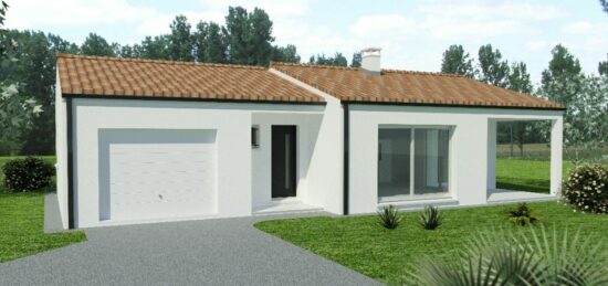 Plan de maison Surface terrain 60 m2 - 3 pièces - 2  chambres -  avec garage 