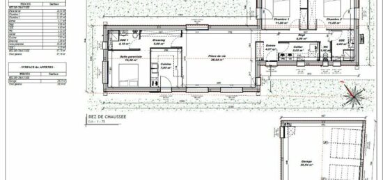 Plan de maison Surface terrain 90 m2 - 4 pièces - 3  chambres -  avec garage 