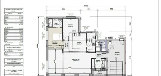 Plan de maison Surface terrain 130 m2 - 7 pièces - 5  chambres -  avec garage 