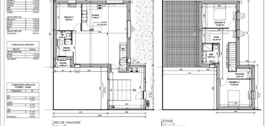 Plan de maison Surface terrain 90 m2 - 4 pièces - 3  chambres -  avec garage 