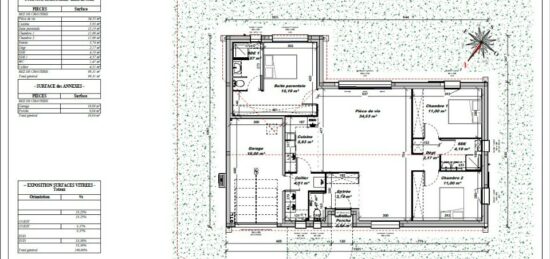 Plan de maison Surface terrain 90 m2 - 4 pièces - 3  chambres -  avec garage 