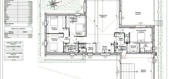 Plan de maison Surface terrain 130 m2 - 5 pièces - 4  chambres -  avec garage 