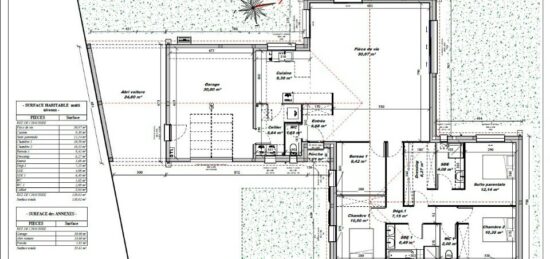 Plan de maison Surface terrain 130 m2 - 5 pièces - 3  chambres -  avec garage 