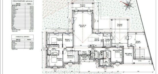 Plan de maison Surface terrain 160 m2 - 6 pièces - 5  chambres -  avec garage 