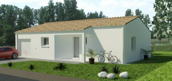 Plan de maison Surface terrain 70 m2 - 4 pièces - 2  chambres -  avec garage 