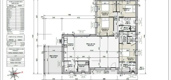 Plan de maison Surface terrain 120 m2 - 6 pièces - 4  chambres -  sans garage 