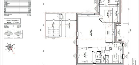 Plan de maison Surface terrain 110 m2 - 4 pièces - 3  chambres -  avec garage 