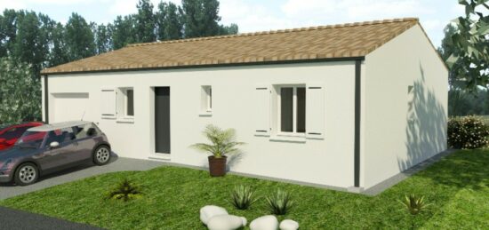 Plan de maison Surface terrain 70 m2 - 3 pièces - 2  chambres -  avec garage 