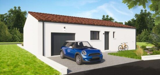 Plan de maison Surface terrain 70 m2 - 3 pièces - 2  chambres -  avec garage 