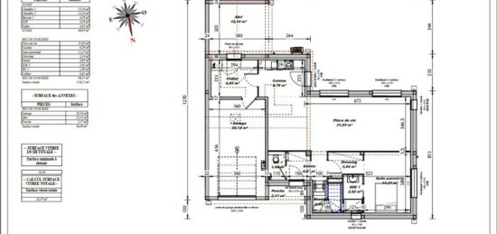 Plan de maison Surface terrain 110 m2 - 5 pièces - 3  chambres -  avec garage 