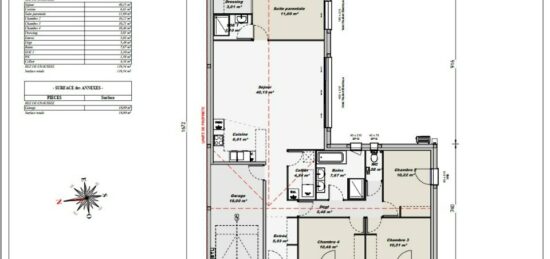 Plan de maison Surface terrain 110 m2 - 5 pièces - 4  chambres -  avec garage 