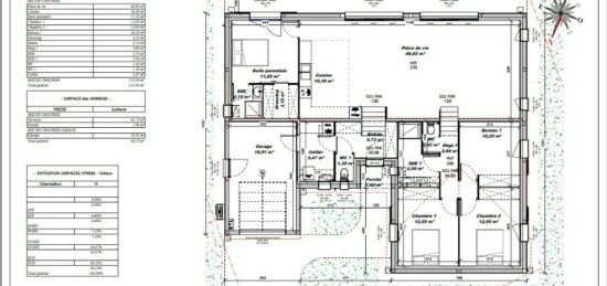 Plan de maison Surface terrain 130 m2 - 5 pièces - 4  chambres -  avec garage 