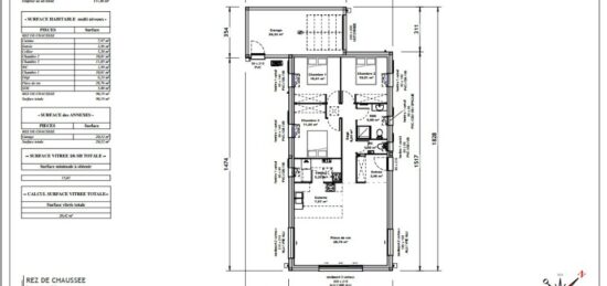 Plan de maison Surface terrain 90 m2 - 4 pièces - 3  chambres -  avec garage 