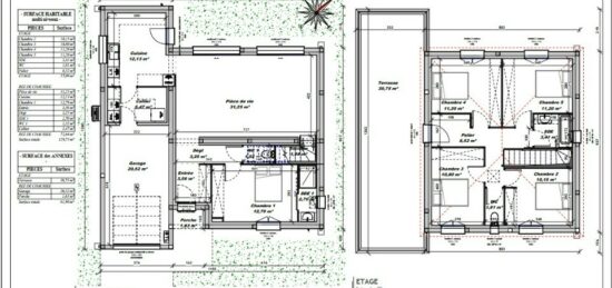 Plan de maison Surface terrain 120 m2 - 6 pièces - 5  chambres -  avec garage 