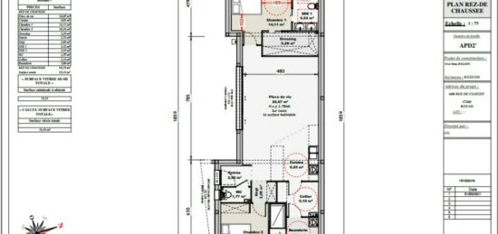 Plan de maison Surface terrain 90 m2 - 4 pièces - 2  chambres -  sans garage 