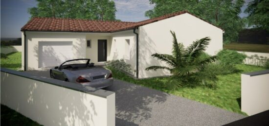 Plan de maison Surface terrain 100 m2 - 3 pièces - 2  chambres -  avec garage 
