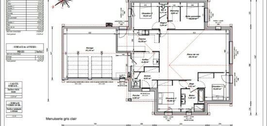 Plan de maison Surface terrain 120 m2 - 6 pièces - 4  chambres -  avec garage 