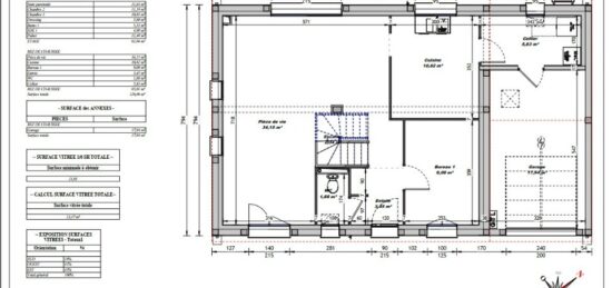 Plan de maison Surface terrain 120 m2 - 7 pièces - 4  chambres -  avec garage 