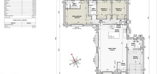 Plan de maison Surface terrain 100 m2 - 4 pièces - 3  chambres -  avec garage 